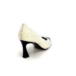 Talon|Elégant<moon flower - enzo di martino Escarpins Enzo Di Martino Eli 715 Textile Cuir Vernis Noir Crème