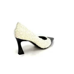 Talon|Elégant<moon flower - enzo di martino Escarpins Enzo Di Martino Eli 715 Textile Cuir Vernis Noir Crème