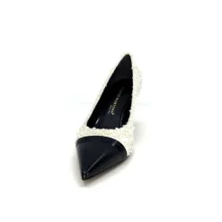 Talon|Elégant<moon flower - enzo di martino Escarpins Enzo Di Martino Eli 715 Textile Cuir Vernis Noir Crème