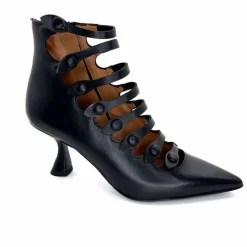 Talon|Fantaisie<martinat t Escarpins Ivoire 4352 Cuir Noir