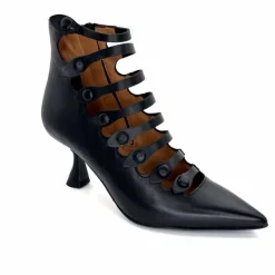 Talon|Fantaisie<martinat t Escarpins Ivoire 4352 Cuir Noir