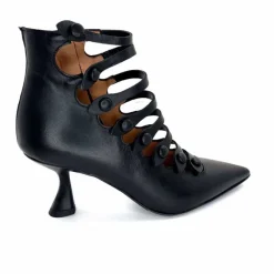 Talon|Fantaisie<martinat t Escarpins Ivoire 4352 Cuir Noir