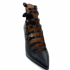 Talon|Fantaisie<martinat t Escarpins Ivoire 4352 Cuir Noir