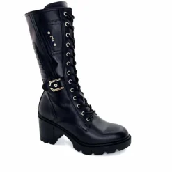 Rock|Mi-bottes<Nero Giardini Mi-Bottes Lacées Zip Néro Giardini 1411903 D100 Cuir Noir