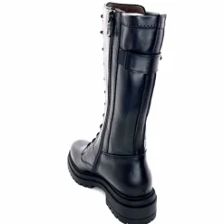 Rock|Mi-bottes<Nero Giardini Mi-Bottes Rangers Lacées Zip Néro Giardini 1411840 D100 Cuir Noir