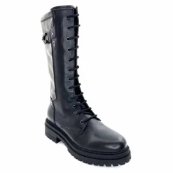 Rock|Mi-bottes<Nero Giardini Mi-Bottes Rangers Lacées Zip Néro Giardini 1411840 D100 Cuir Noir