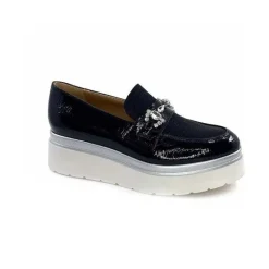 Décontracté|Mocassins<Ivoire0130a Mocassins à Plateforme Ivoire 2C5154 Vernis Bleu Marine