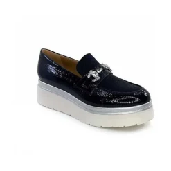 Décontracté|Mocassins<Ivoire0130a Mocassins à Plateforme Ivoire 2C5154 Vernis Bleu Marine
