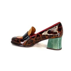 Fantaisie|Mocassins<Chie Mihara Mocassins à Talon Meisen Cuir Rouge Vert Marron