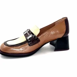 Elégant|Mocassins<Hispanitas Mocassins à Talon Chi 243550 Milan Cuir Vernis Almond Marron