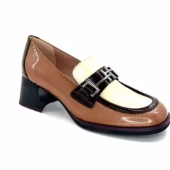 Elégant|Mocassins<Hispanitas Mocassins à Talon Chi 243550 Milan Cuir Vernis Almond Marron