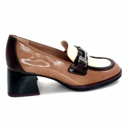 Elégant|Mocassins<Hispanitas Mocassins à Talon Chi 243550 Milan Cuir Vernis Almond Marron
