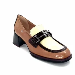 Elégant|Mocassins<Hispanitas Mocassins à Talon Chi 243550 Milan Cuir Vernis Almond Marron