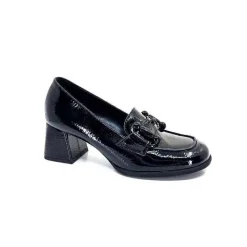 Elégant|Mocassins<Ivoire0130a Mocassins à Talons Ivoire 204823 Cuir Vernis Noir