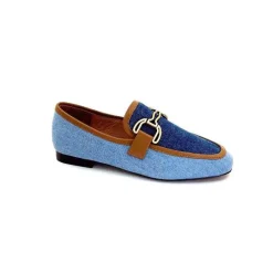Basic|Mocassins<bibi lou - navima Mocassins Bibi Lou 582 Cuir Marron Textile Denim Bleu