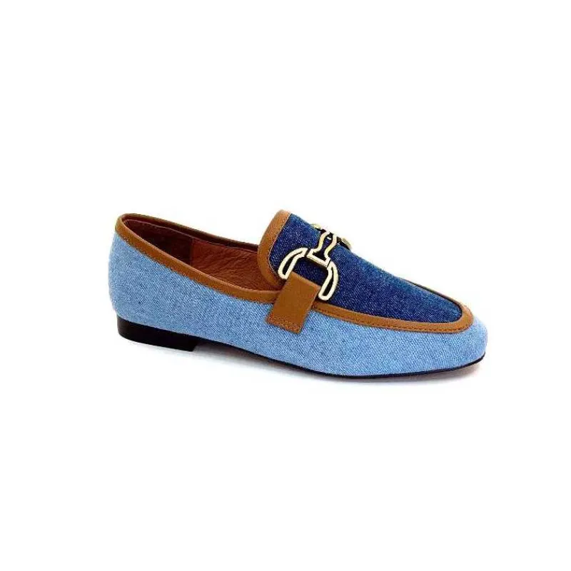 Basic|Mocassins<bibi lou - navima Mocassins Bibi Lou 582 Cuir Marron Textile Denim Bleu