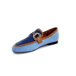 Basic|Mocassins<bibi lou - navima Mocassins Bibi Lou 582 Cuir Marron Textile Denim Bleu
