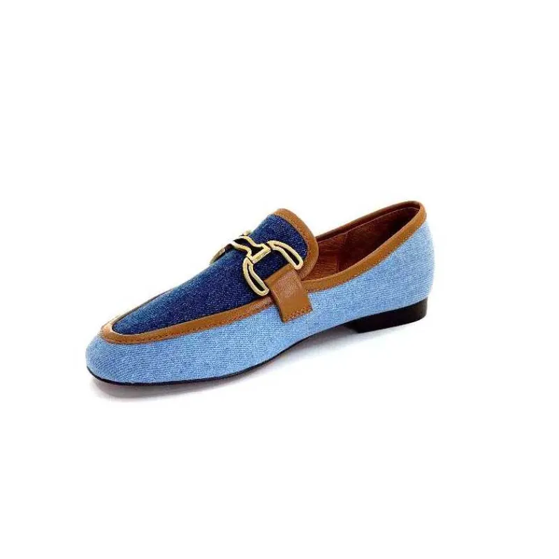 Basic|Mocassins<bibi lou - navima Mocassins Bibi Lou 582 Cuir Marron Textile Denim Bleu