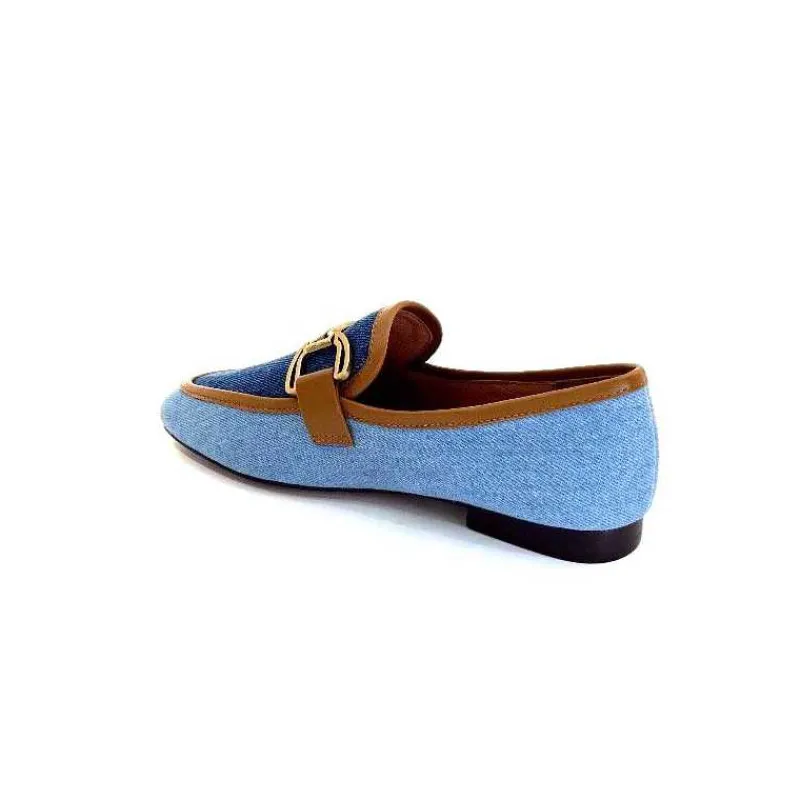 Basic|Mocassins<bibi lou - navima Mocassins Bibi Lou 582 Cuir Marron Textile Denim Bleu