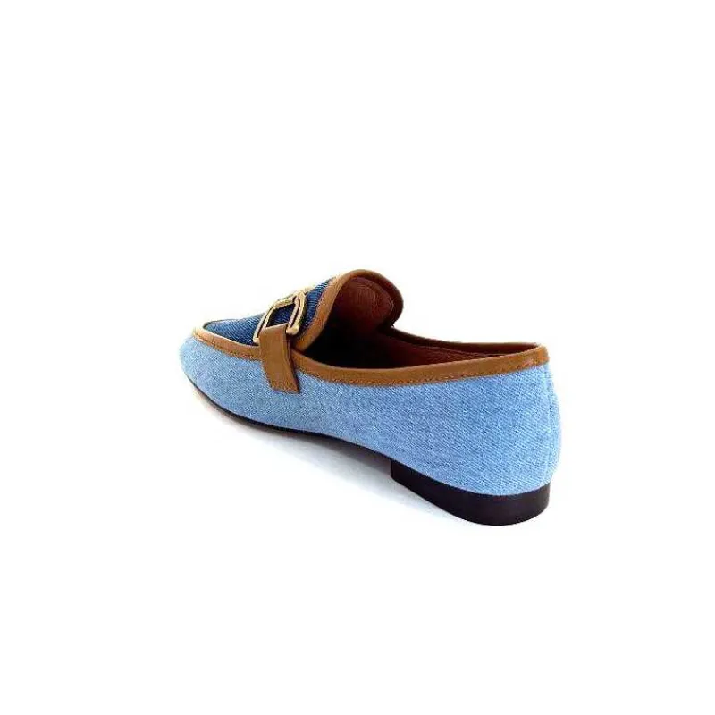 Basic|Mocassins<bibi lou - navima Mocassins Bibi Lou 582 Cuir Marron Textile Denim Bleu