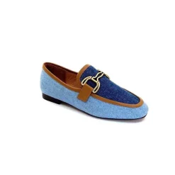 Basic|Mocassins<bibi lou - navima Mocassins Bibi Lou 582 Cuir Marron Textile Denim Bleu