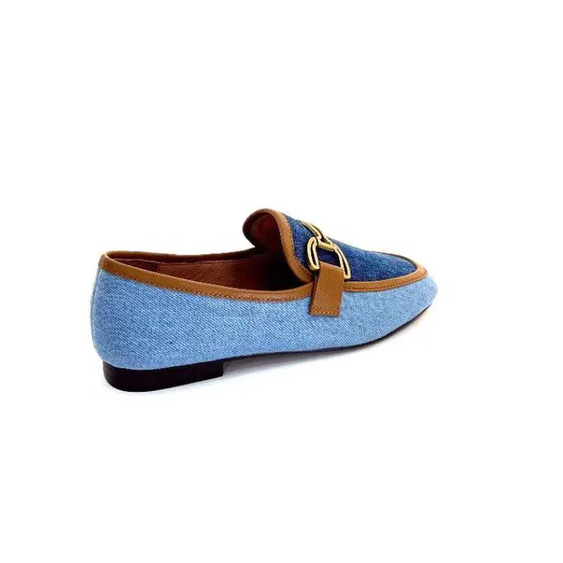 Basic|Mocassins<bibi lou - navima Mocassins Bibi Lou 582 Cuir Marron Textile Denim Bleu
