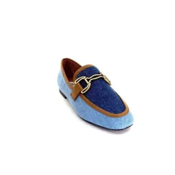 Basic|Mocassins<bibi lou - navima Mocassins Bibi Lou 582 Cuir Marron Textile Denim Bleu