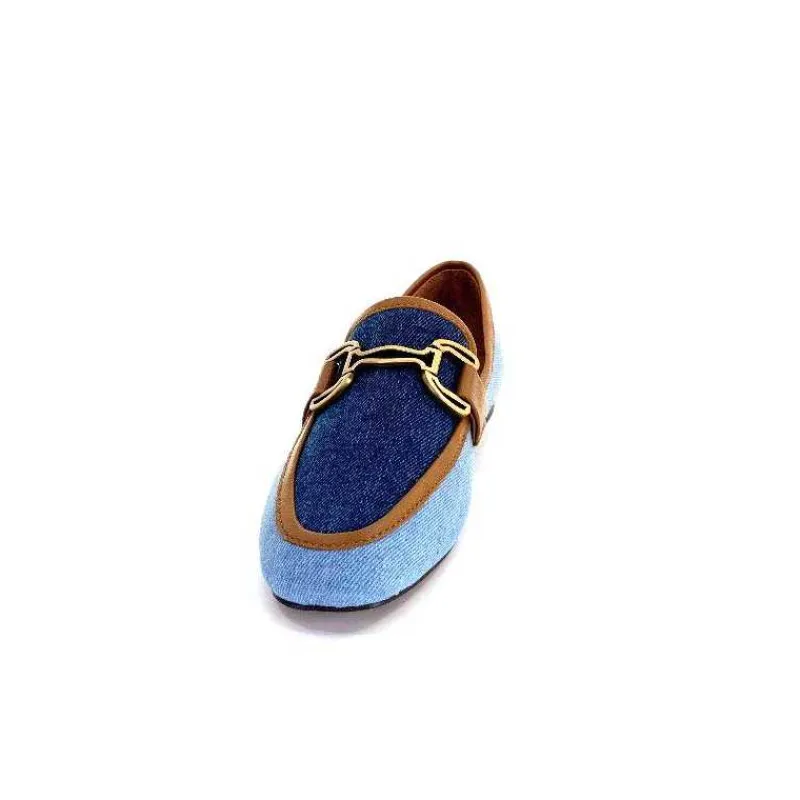 Basic|Mocassins<bibi lou - navima Mocassins Bibi Lou 582 Cuir Marron Textile Denim Bleu