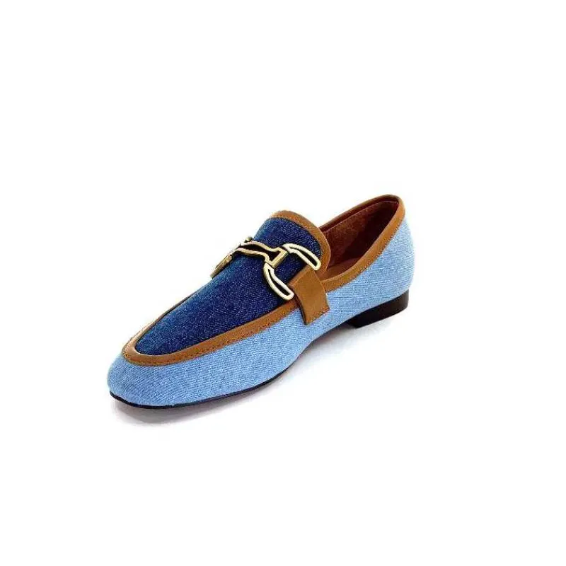 Basic|Mocassins<bibi lou - navima Mocassins Bibi Lou 582 Cuir Marron Textile Denim Bleu