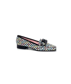 Fantaisie|Mocassins<Dansi Mocassins 5344 Cuir Imprimé Noir Multi Blanc