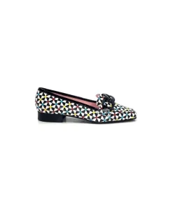 Fantaisie|Mocassins<Dansi Mocassins 5344 Cuir Imprimé Noir Multi Blanc