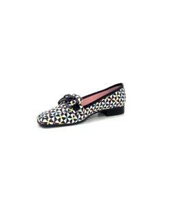 Fantaisie|Mocassins<Dansi Mocassins 5344 Cuir Imprimé Noir Multi Blanc