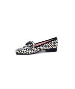 Fantaisie|Mocassins<Dansi Mocassins 5344 Cuir Imprimé Noir Multi Blanc