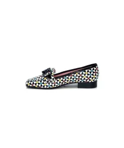 Fantaisie|Mocassins<Dansi Mocassins 5344 Cuir Imprimé Noir Multi Blanc