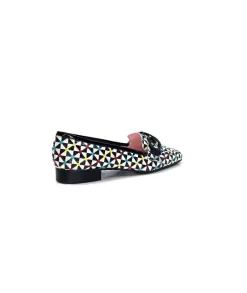 Fantaisie|Mocassins<Dansi Mocassins 5344 Cuir Imprimé Noir Multi Blanc