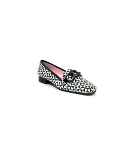 Fantaisie|Mocassins<Dansi Mocassins 5344 Cuir Imprimé Noir Multi Blanc