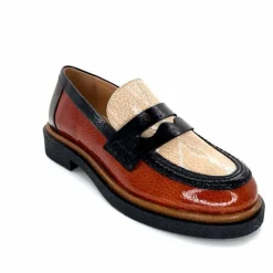 Masculin|Mocassins<Dansi Mocassins 6800 Cuir Vernis Crème Noir Marron