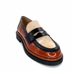 Masculin|Mocassins<Dansi Mocassins 6800 Cuir Vernis Crème Noir Marron