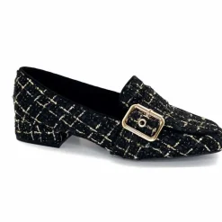 Féminin|Elégant<Ivoire0317a Mocassins Ivoire 2303356 4022 Textile Noir Doré NoirOr