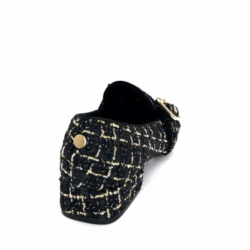 Féminin|Elégant<Ivoire0317a Mocassins Ivoire 2303356 4022 Textile Noir Doré NoirOr
