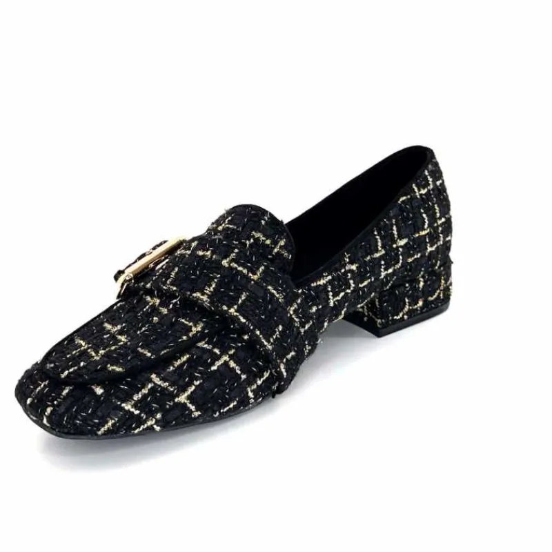 Féminin|Elégant<Ivoire0317a Mocassins Ivoire 2303356 4022 Textile Noir Doré NoirOr