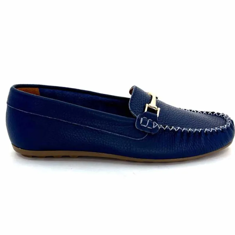 Basic|Mocassins<Ivoire0209b Mocassins Ivoire 12052 Cuir Bleu