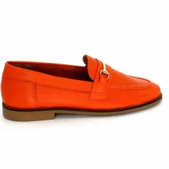 Féminin|Mocassins<Ivoire0209b Mocassins Ivoire 12646 Cuir Orange