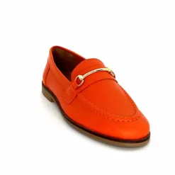 Féminin|Mocassins<Ivoire0209b Mocassins Ivoire 12646 Cuir Orange
