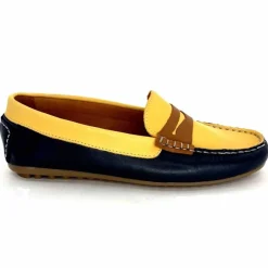 Basic|Mocassins<Ivoire0209b Mocassins Ivoire 10322 Sauvage Cuir Bleu Marine Marron Jaune