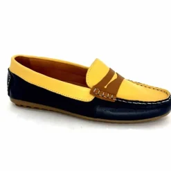 Basic|Mocassins<Ivoire0209b Mocassins Ivoire 10322 Sauvage Cuir Bleu Marine Marron Jaune
