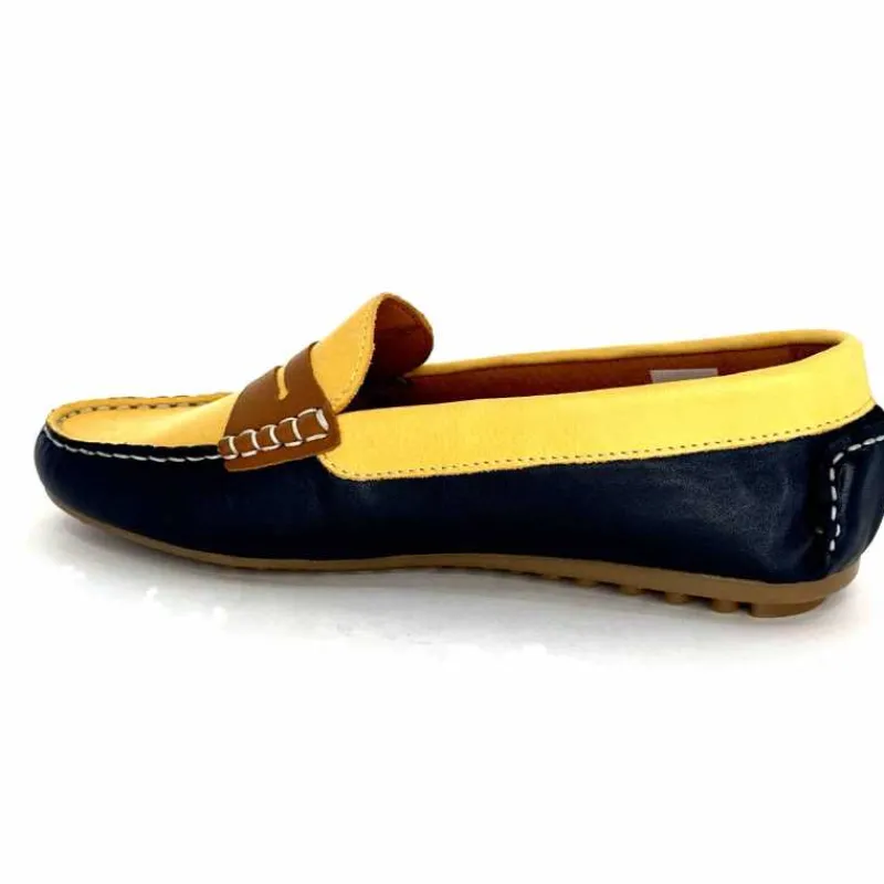 Basic|Mocassins<Ivoire0209b Mocassins Ivoire 10322 Sauvage Cuir Bleu Marine Marron Jaune