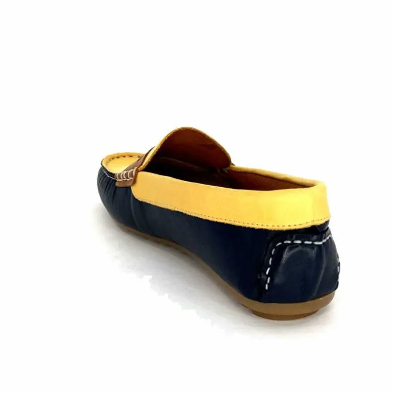Basic|Mocassins<Ivoire0209b Mocassins Ivoire 10322 Sauvage Cuir Bleu Marine Marron Jaune