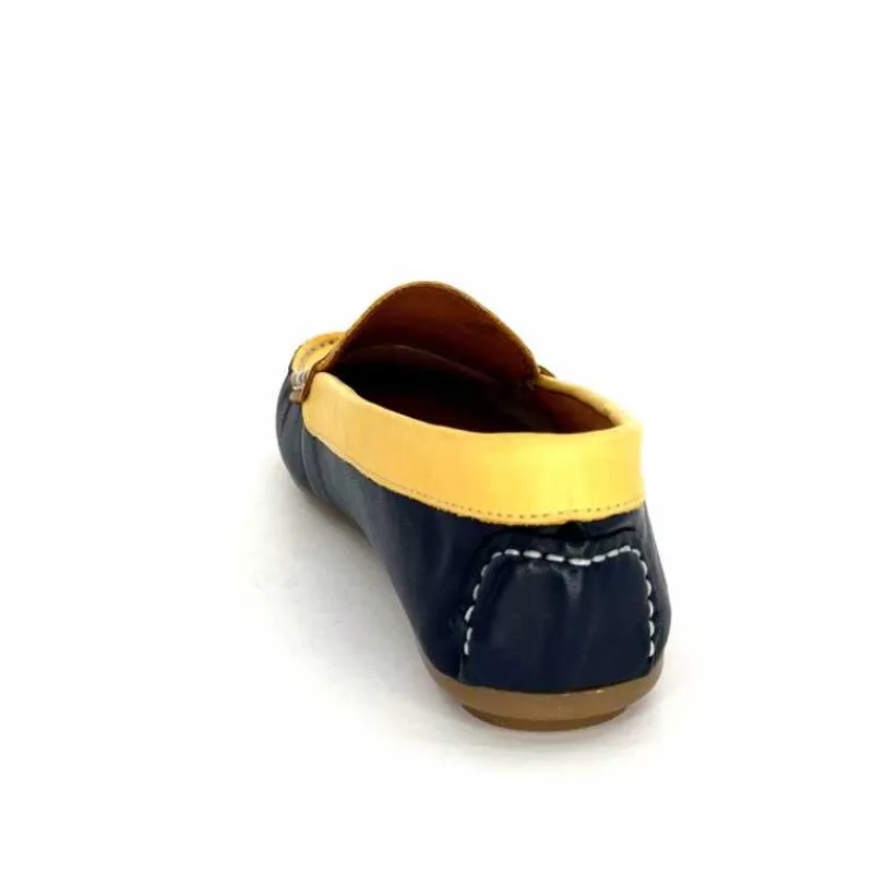 Basic|Mocassins<Ivoire0209b Mocassins Ivoire 10322 Sauvage Cuir Bleu Marine Marron Jaune