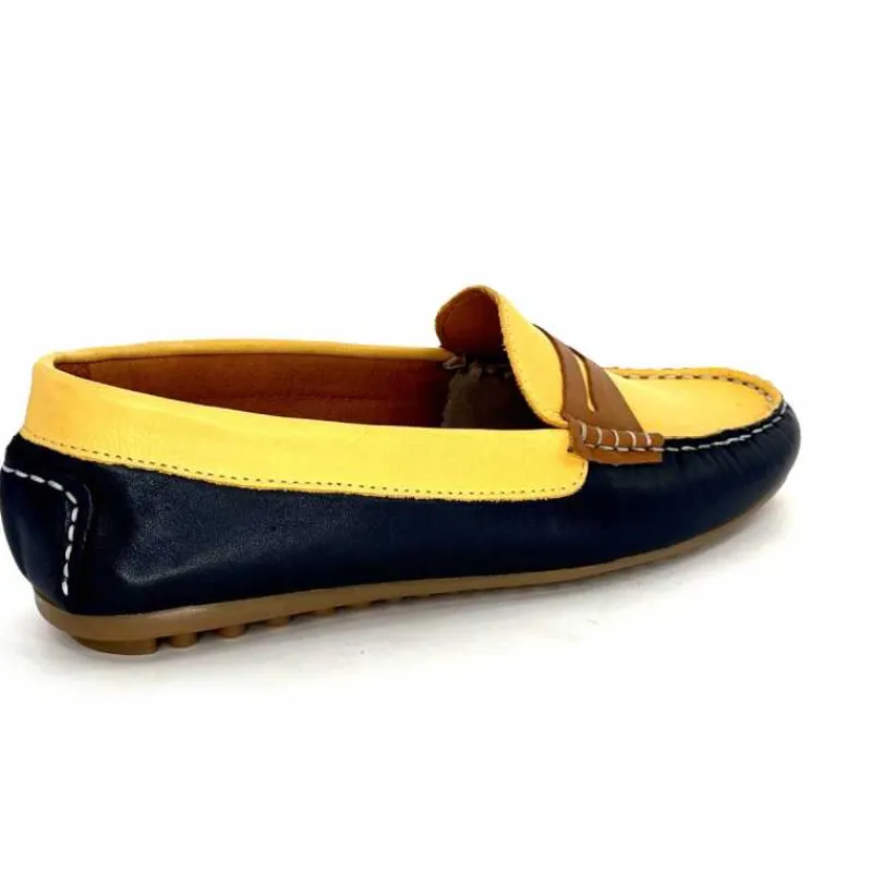 Basic|Mocassins<Ivoire0209b Mocassins Ivoire 10322 Sauvage Cuir Bleu Marine Marron Jaune